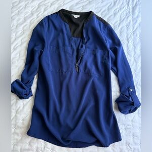 Guess Royal Blue Blouse with Black Accents